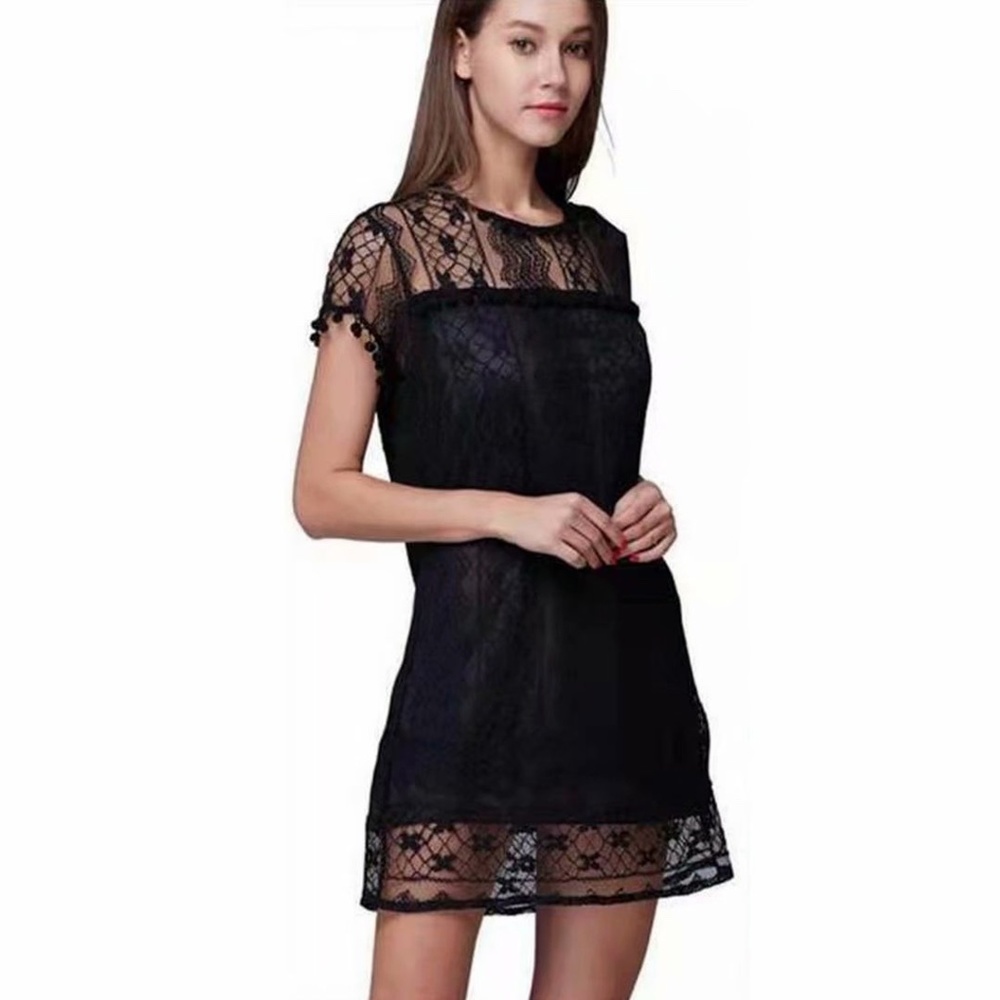 Women’s Black Lace Overlay Dress Sz XS